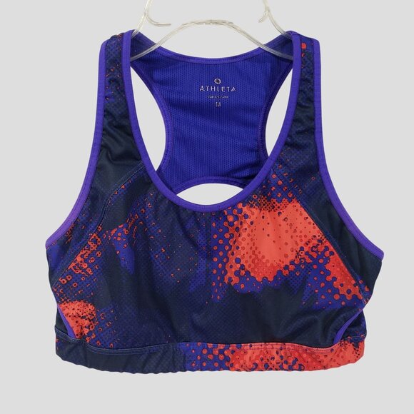 Athleta Double Dare Sports Bra Electro Splatter Print Size M - Picture 2 of 8
